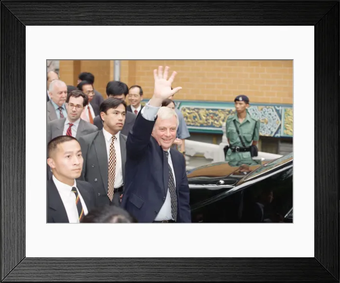 Framed Print : Chris Patten, the 28th and last Governor of Hong Kong, prepares for the official handover Framed Print : Chris Patten, the 28th and last Governor of Hong Kong, prepares for the official handover