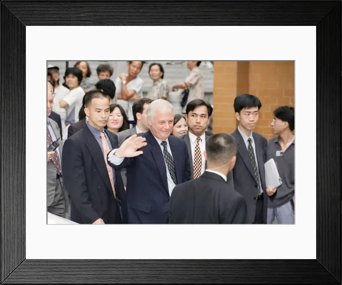Framed Print : Chris Patten, the 28th and last Governor of Hong Kong, prepares for the official handover Framed Print : Chris Patten, the 28th and last Governor of Hong Kong, prepares for the official handover