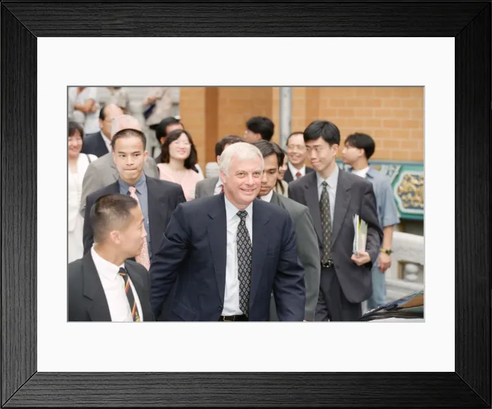Framed Print : Chris Patten, the 28th and last Governor of Hong Kong, prepares for the official handover Framed Print : Chris Patten, the 28th and last Governor of Hong Kong, prepares for the official handover