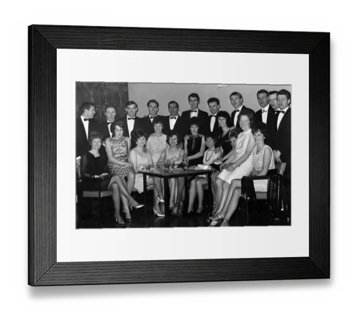 Framed Print : Clyde F. C. players with their wives and sweethearts at the annual Shawfield dance