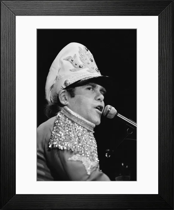 Framed Print : Elton John performing in concert at the Birmingham Odeon during his