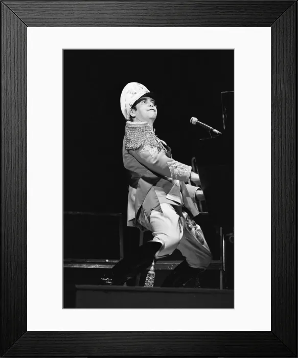 Framed Print : Elton John performing in concert at the Birmingham Odeon during his