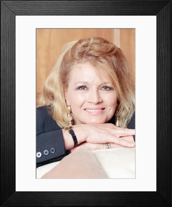 Framed Print : Angie Dickinson, american film and television actress, pictured in her suite Framed Print : Angie Dickinson, american film and television actress, pictured in her suite