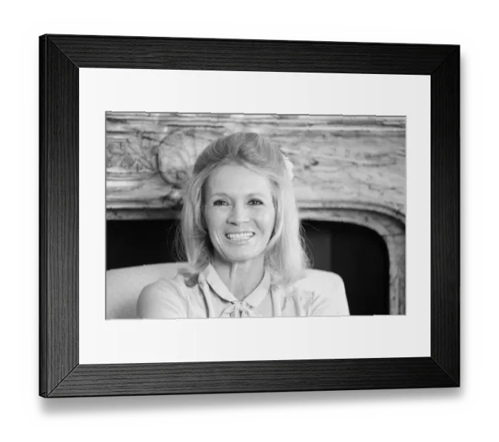 Framed Print : Angie Dickinson, american film and television actress, pictured on the veranda of her