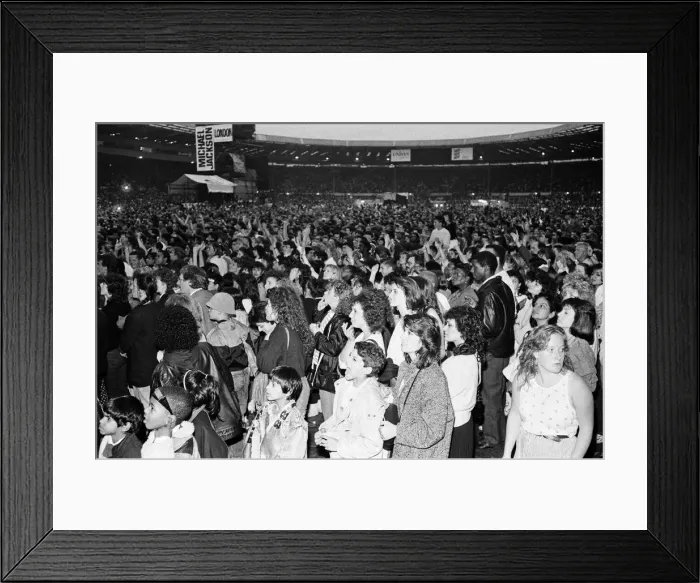 Framed Print : Michael Jackson fans in the audience at Wembley Stadium during his Bad'tour Framed Print : Michael Jackson fans in the audience at Wembley Stadium during his Bad'tour
