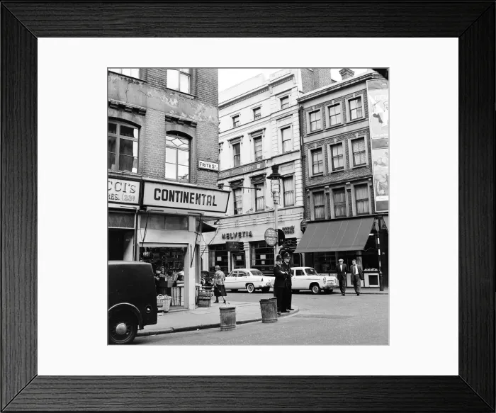 Framed Print : General view of Frith Street, Soho, London, 26th June 1956 Framed Print : General view of Frith Street, Soho, London, 26th June 1956