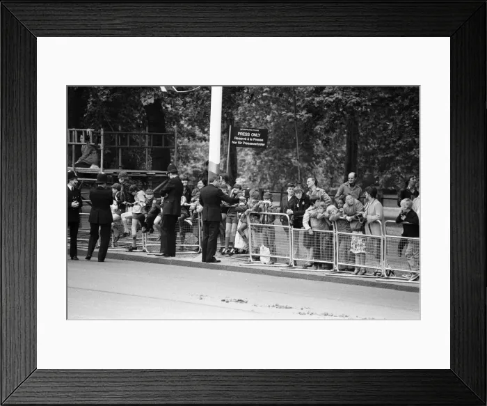Framed Print : Scenes of great activity in The Mall as a rehearsal for the Royal Wedding takes place