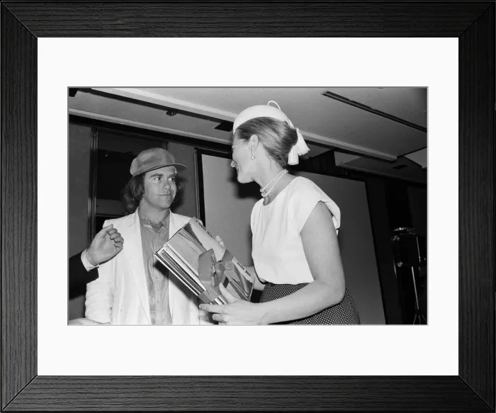 Framed Print : Princess Michael of Kent and Elton John at the Music Therapy Charity Luncheon