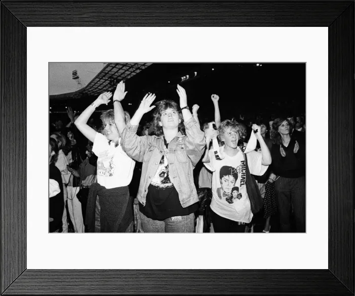 Framed Print : Michael Jackson fans in the audience at Wembley Stadium during his Bad'tour Framed Print : Michael Jackson fans in the audience at Wembley Stadium during his Bad'tour