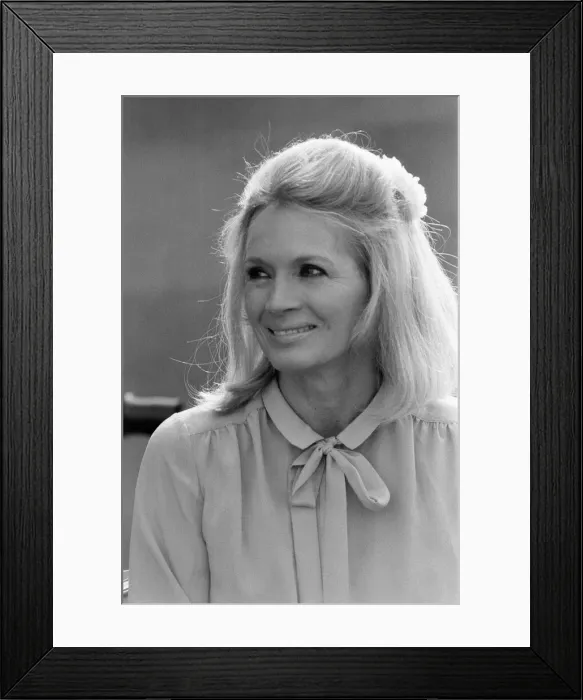 Framed Print : Angie Dickinson, american film and television actress, pictured on the veranda of her