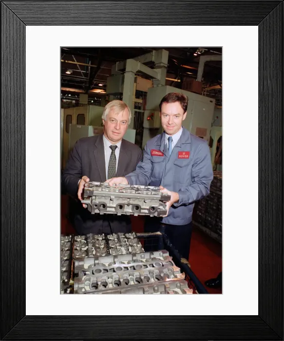 Framed Print : Secretary of State for the Environment Chris Patten MP visits the Rover Plant Framed Print : Secretary of State for the Environment Chris Patten MP visits the Rover Plant