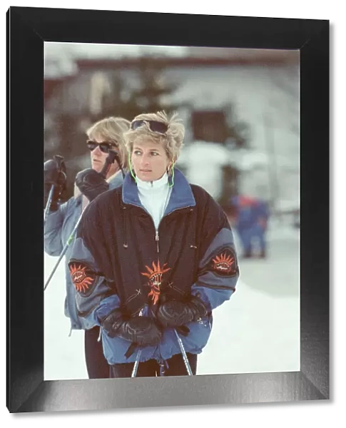 HRH The Princess of Wales, Princess Diana, on he ski holiday to Lech, Austria