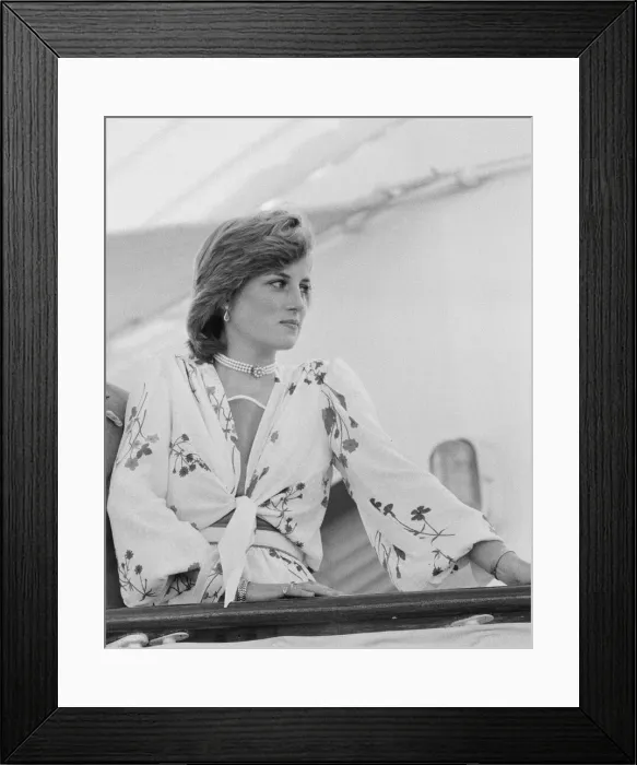 Framed Print : HRH Princess Diana, The Princess of Wales in Gibraltar for her Honeymoon with her