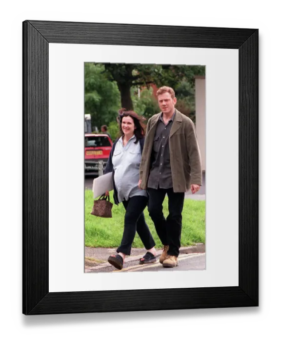 Framed Print : Mark Jordan actor in the TV Prog Heartbeat with his heavily pregnant wife Siobhan Framed Print : Mark Jordan actor in the TV Prog Heartbeat with his heavily pregnant wife Siobhan