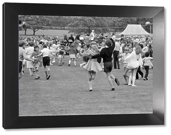 Children country dancing in Teesside. 1972