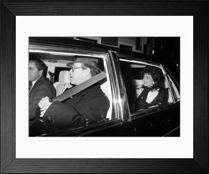Framed Print : Elton John and his wife Renate. 13th January 1988 Framed Print : Elton John and his wife Renate. 13th January 1988