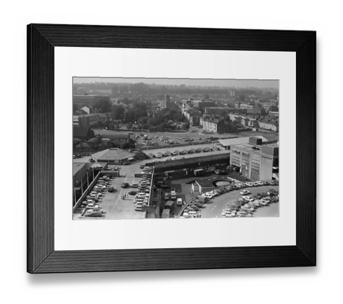 Framed Print : City Arcade rooftop car park and market roof, Coventry. 30th August 1985