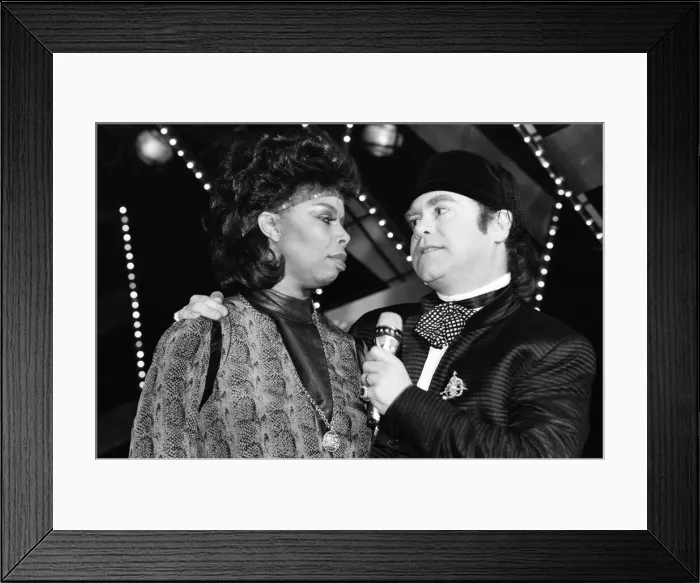 Framed Print : Elton John and Millie Jackson performing at Montreux Pop Festival