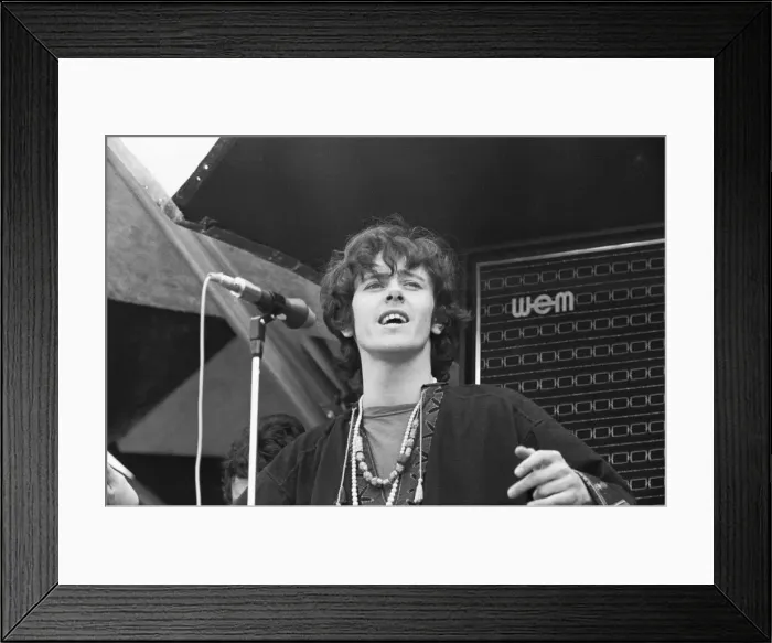 Framed Print : Donovan performing on stage at the 1967 National Jazz and Blues Festival at Royal Windsor
