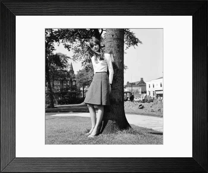 Framed Print : Francoise Hardy, french singer, pictured in Platt Fields Park, Fallowfield, Manchester Framed Print : Francoise Hardy, french singer, pictured in Platt Fields Park, Fallowfield, Manchester