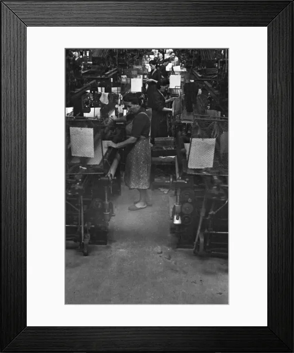 Framed Print : Women operating looms at a Milan mill. Circa 1955 Framed Print : Women operating looms at a Milan mill. Circa 1955
