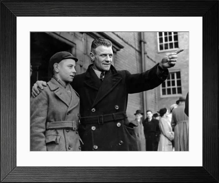Framed Print : Jock Shaw and his son David at Hampden Park. 30th April 1953 Framed Print : Jock Shaw and his son David at Hampden Park. 30th April 1953