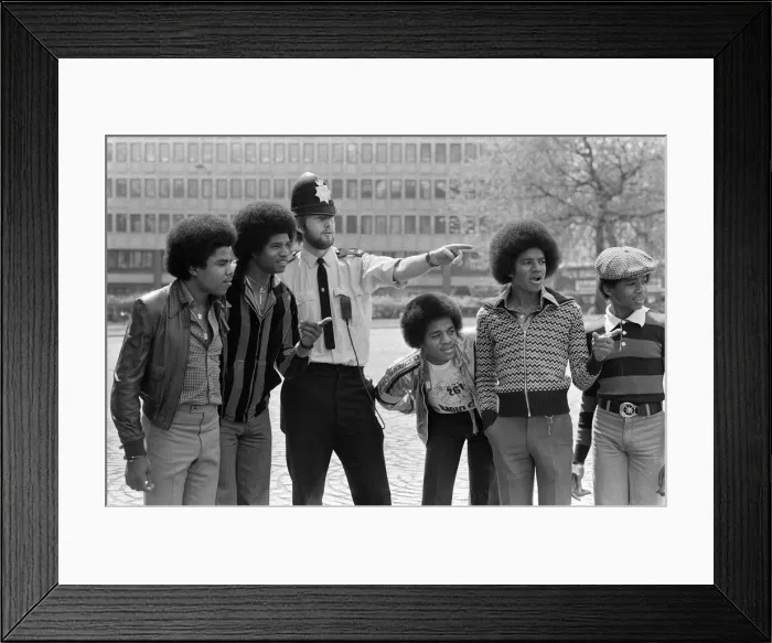 Framed Print : The Jackson 5 pop group pictured at Hyde Park Corner. They are Randy, 15, Michael, 18 Framed Print : The Jackson 5 pop group pictured at Hyde Park Corner. They are Randy, 15, Michael, 18
