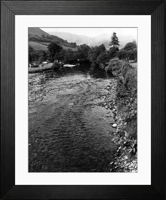 Framed Print : River scene at Dinas Mawddwy, North Wales. Circa 1970 Framed Print : River scene at Dinas Mawddwy, North Wales. Circa 1970