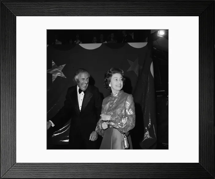 Framed Print : Queen Elizabeth II and Bruce Forsyth attend the Royal Windsor Big Top Show held at Billy Framed Print : Queen Elizabeth II and Bruce Forsyth attend the Royal Windsor Big Top Show held at Billy