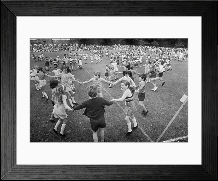 Framed Print : Children country dancing in Teesside. 1973 Framed Print : Children country dancing in Teesside. 1973