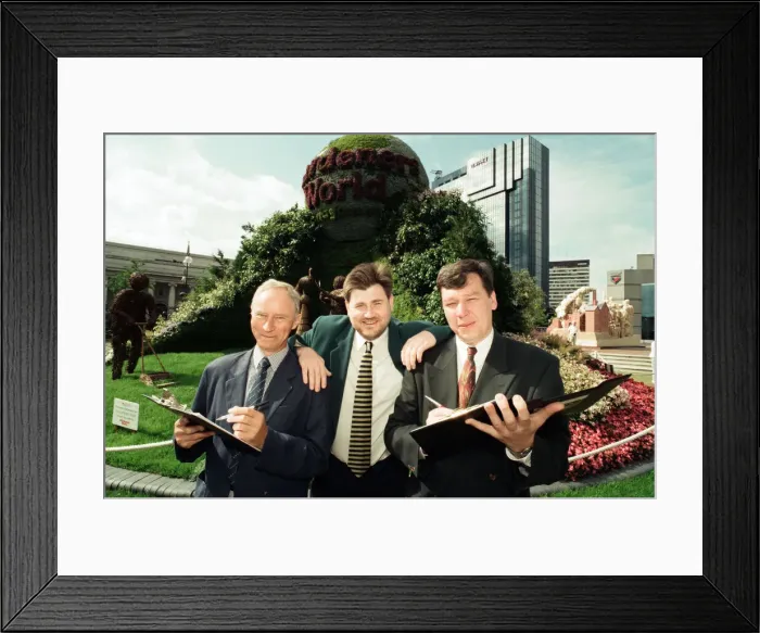Framed Print : Judges examine the flower displays in Centenary Square, Birmingham Framed Print : Judges examine the flower displays in Centenary Square, Birmingham