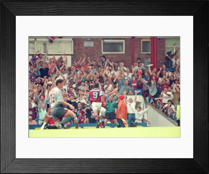 Framed Print : Mark Draper (number 8 - goal scorer out of shot) makes it 2 - 0 to Aston Villa against Framed Print : Mark Draper (number 8 - goal scorer out of shot) makes it 2 - 0 to Aston Villa against