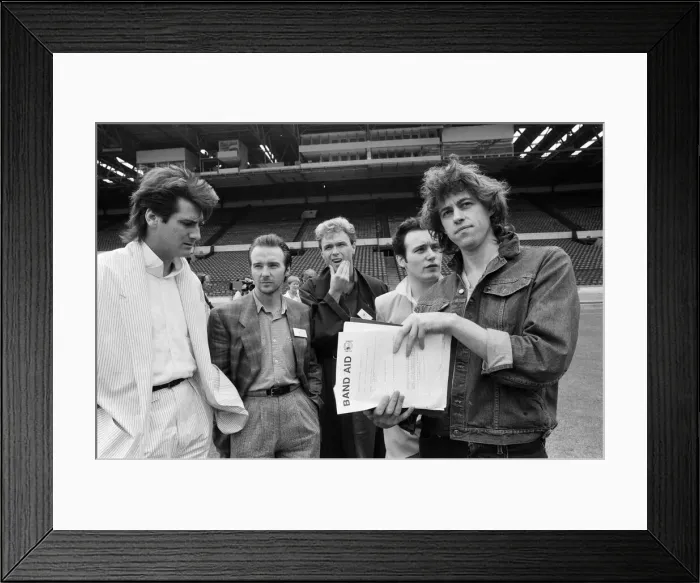 Framed Print : Bob Geldof for the Band Aid Trust announces the most ambitious venture in the history of