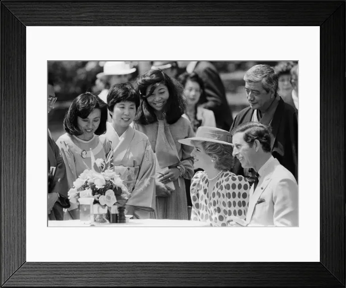 Framed Print : HRH Princess Diana, The Princess of Wales, and Prince Charles at a traditional tea Framed Print : HRH Princess Diana, The Princess of Wales, and Prince Charles at a traditional tea