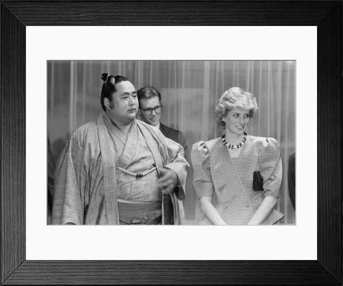 Framed Print : HRH Princess Diana, The Princess of Wales, meetsJapanese Sumo Wrestlers at the Grand Sumo Framed Print : HRH Princess Diana, The Princess of Wales, meetsJapanese Sumo Wrestlers at the Grand Sumo