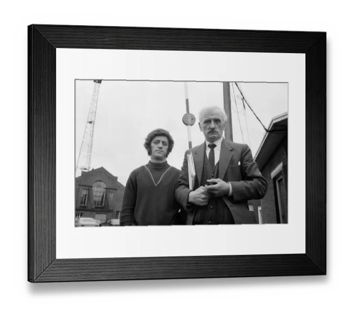 Framed Print : Irlam steel works dispute. Eric Teal (left) secretary to the joint trade union action