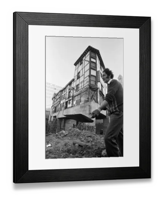 Framed Print : Manchesters oldest building, the Shambles, is rising to new heights