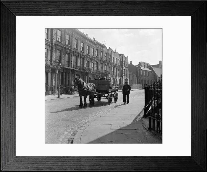 Framed Print : Coalman Mr Nightingale delivering coal. 25th April 1955 Framed Print : Coalman Mr Nightingale delivering coal. 25th April 1955