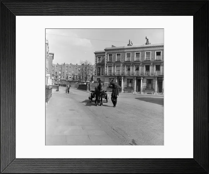 Framed Print : Coalman Mr Nightingale delivering coal. 25th April 1955 Framed Print : Coalman Mr Nightingale delivering coal. 25th April 1955