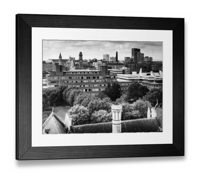 Framed Print : Aerial view of central Manchester taken from the Chatham Building of Manchester Framed Print : Aerial view of central Manchester taken from the Chatham Building of Manchester