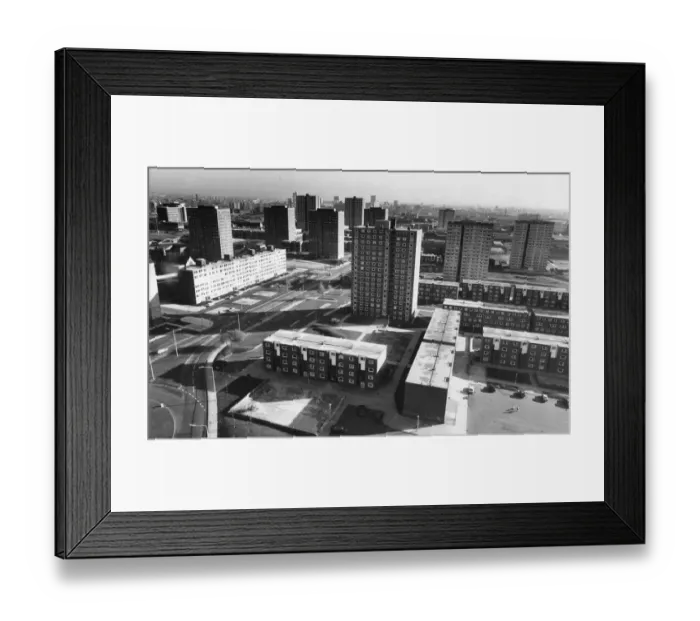 Framed Print : Aerial view showing the Salford skyline, Greater Manchester. 18th November 1977