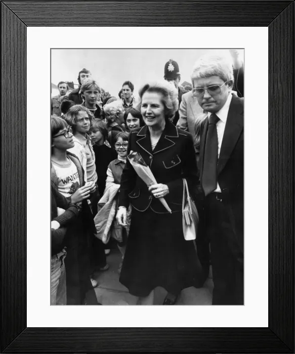 Framed Print : Conservative Party leader Margaret Thatcher chats with crowds on a walkabout Framed Print : Conservative Party leader Margaret Thatcher chats with crowds on a walkabout