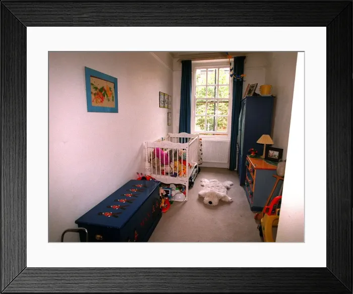 Framed Print : Coleherne Court Flat August 1998 Bedroom of former flat once lived in by Princess Diana