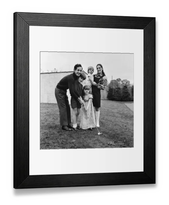 Framed Print : Irish jockey Johnny Roe relaxing at home with his family