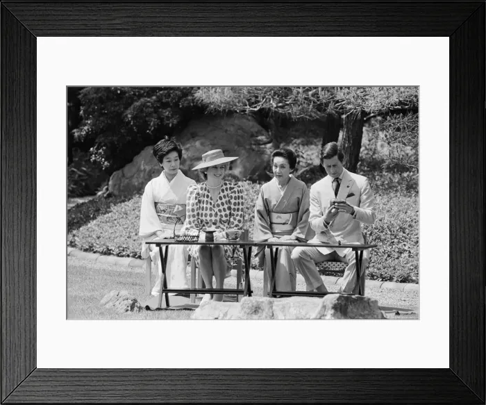 Framed Print : HRH Princess Diana, The Princess of Wales, and Prince Charles at a traditional tea Framed Print : HRH Princess Diana, The Princess of Wales, and Prince Charles at a traditional tea