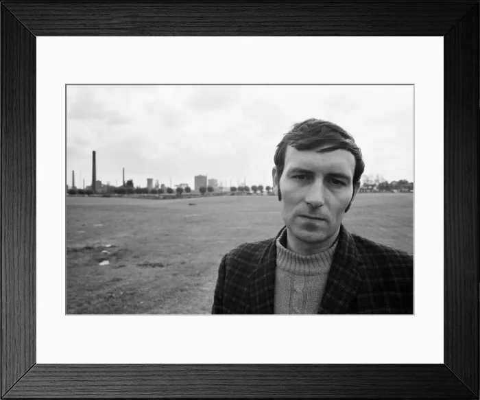 Framed Print : Councillor Jim Hudson, pictured in the shadow of the Irlam Steel works. 23rd June 1972 Framed Print : Councillor Jim Hudson, pictured in the shadow of the Irlam Steel works. 23rd June 1972
