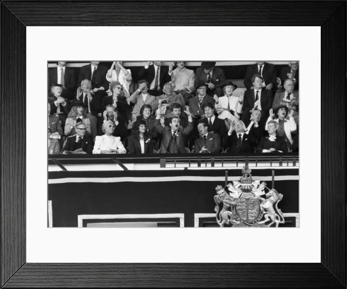 Framed Print : Watford chairman Elton John pictured watching the 1984 FA Cup Final at Wembley Stadium Framed Print : Watford chairman Elton John pictured watching the 1984 FA Cup Final at Wembley Stadium