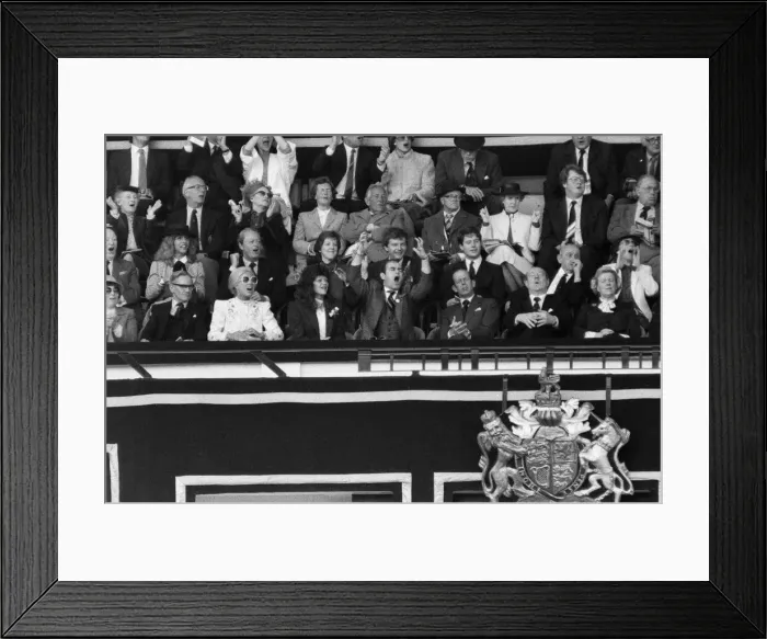 Framed Print : Watford chairman Elton John pictured watching the 1984 FA Cup Final at Wembley Stadium Framed Print : Watford chairman Elton John pictured watching the 1984 FA Cup Final at Wembley Stadium