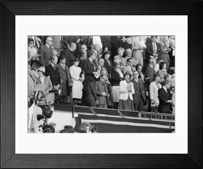 Framed Print : Watford chairman Elton John in tears as the cup final crowd at Wembley sing Framed Print : Watford chairman Elton John in tears as the cup final crowd at Wembley sing