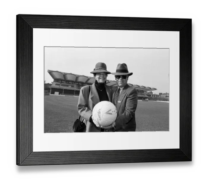 Framed Print : Watford FC Chairman Elton John and his wife Renate at Vicarage Road